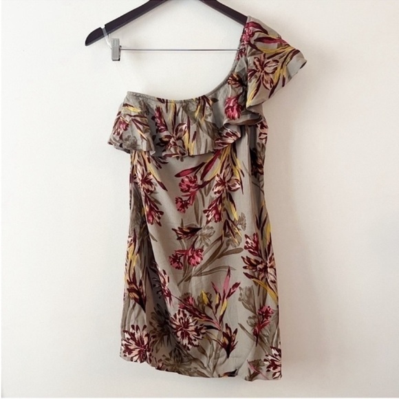 ASTR The Label One Shoulder Tropical Floral Print Ruffle Mini Dress Size XS NEW - Picture 2 of 11